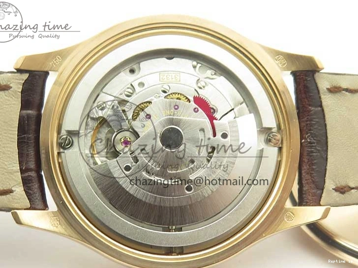 1222 Tailored Cellini Time 50509 RG MKF Best Edition Black Dial Roman Marker on Brown Leather Strap A3132 V 3406